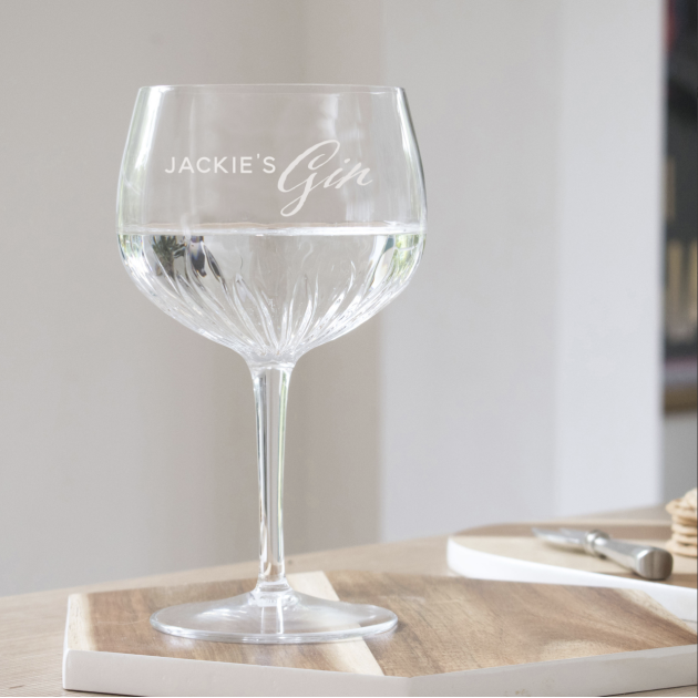 Hampers and Gifts to the UK - Send the Personalised Crystal Cut Gin Glass